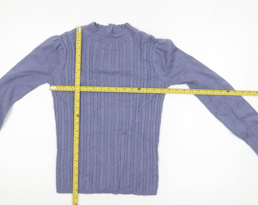 Marks and Spencer Per Una Women’s Purple Cable-Knit Mock Neck Jumper Size 8