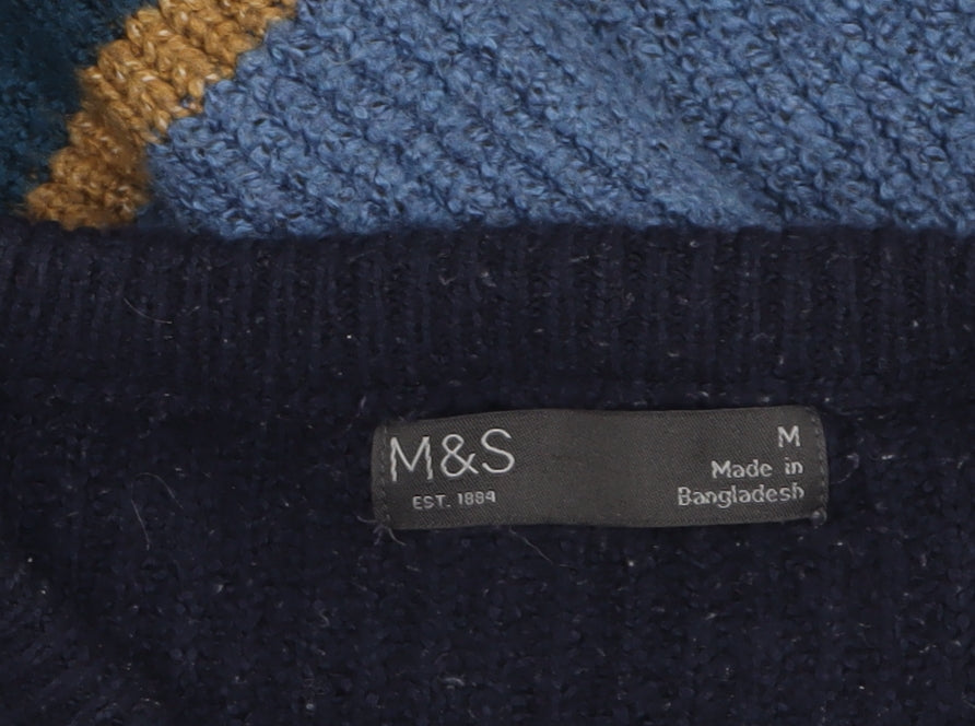 Mens UK Size M Marks and Spencer Multicoloured Pullover Jumper