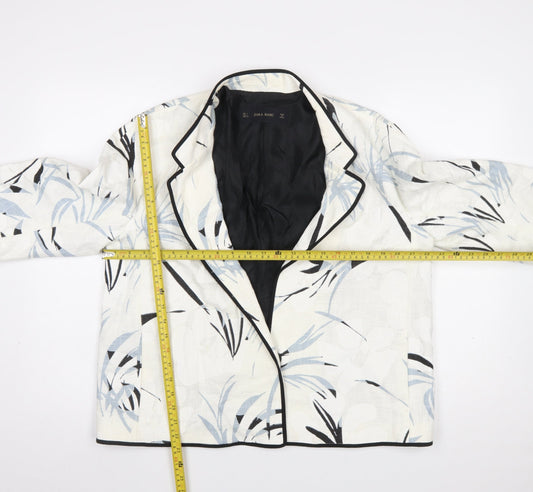 Womens UK Size L Zara Basic Regular Ivory Blazer