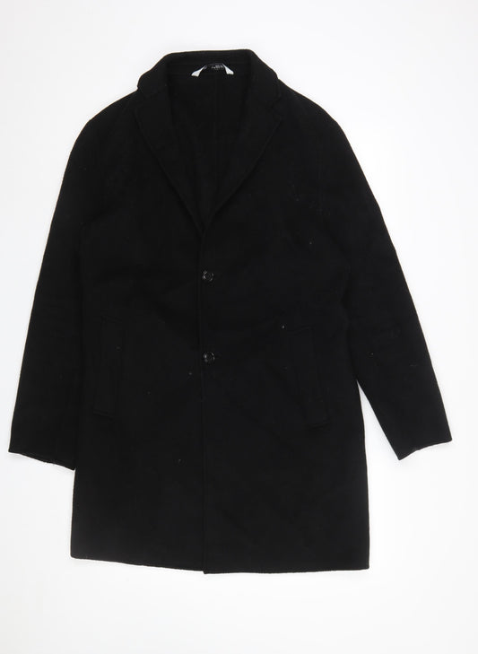 Womens UK Size 12 Zara Black Overcoat