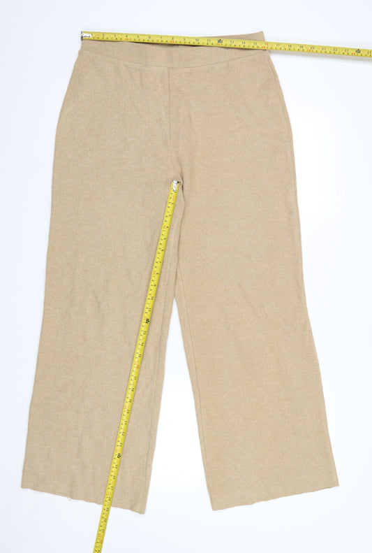 Womens UK Size L Zara Relaxed Fit Casual Travel Beige Trousers
