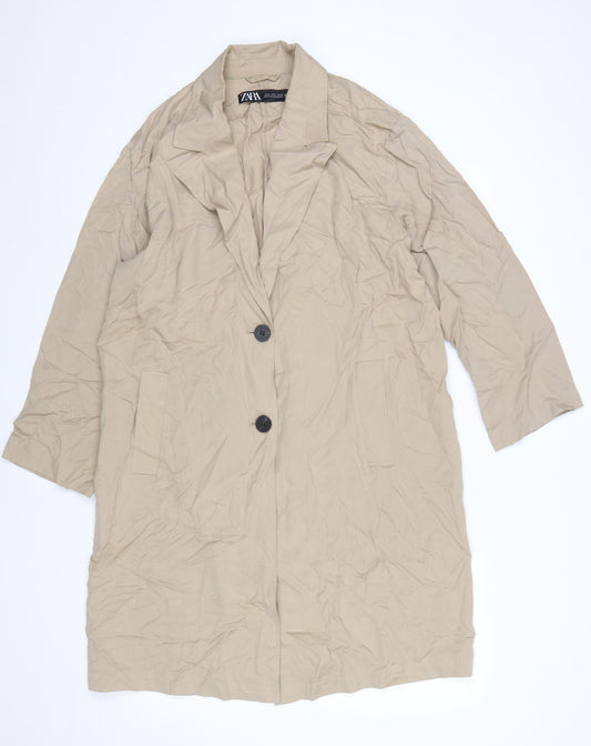 Womens UK Size 12 Zara Beige Trench Coat