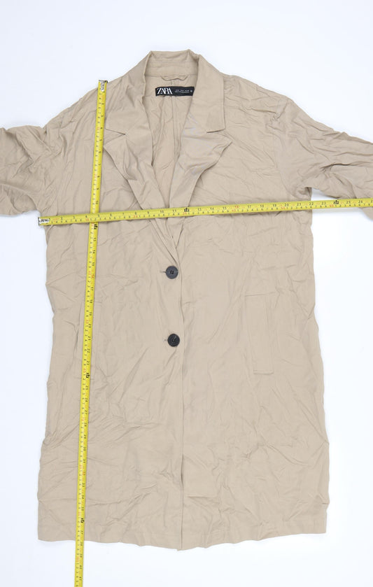 Womens UK Size 12 Zara Beige Trench Coat