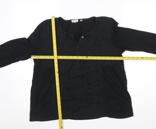 Womens UK Size 12 Fat Face Black Tunic Blouse