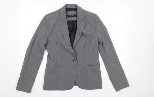 Zara Women Grey Houndstooth Single Breasted Blazer Size 10