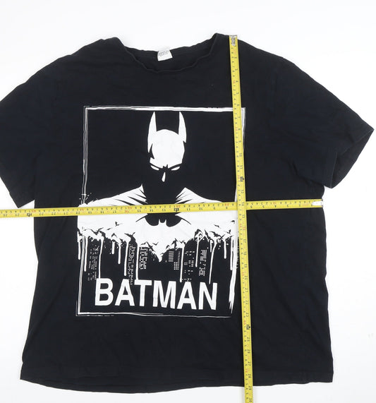 George Men’s Black Batman Graphic T-Shirt 3XL Regular Fit