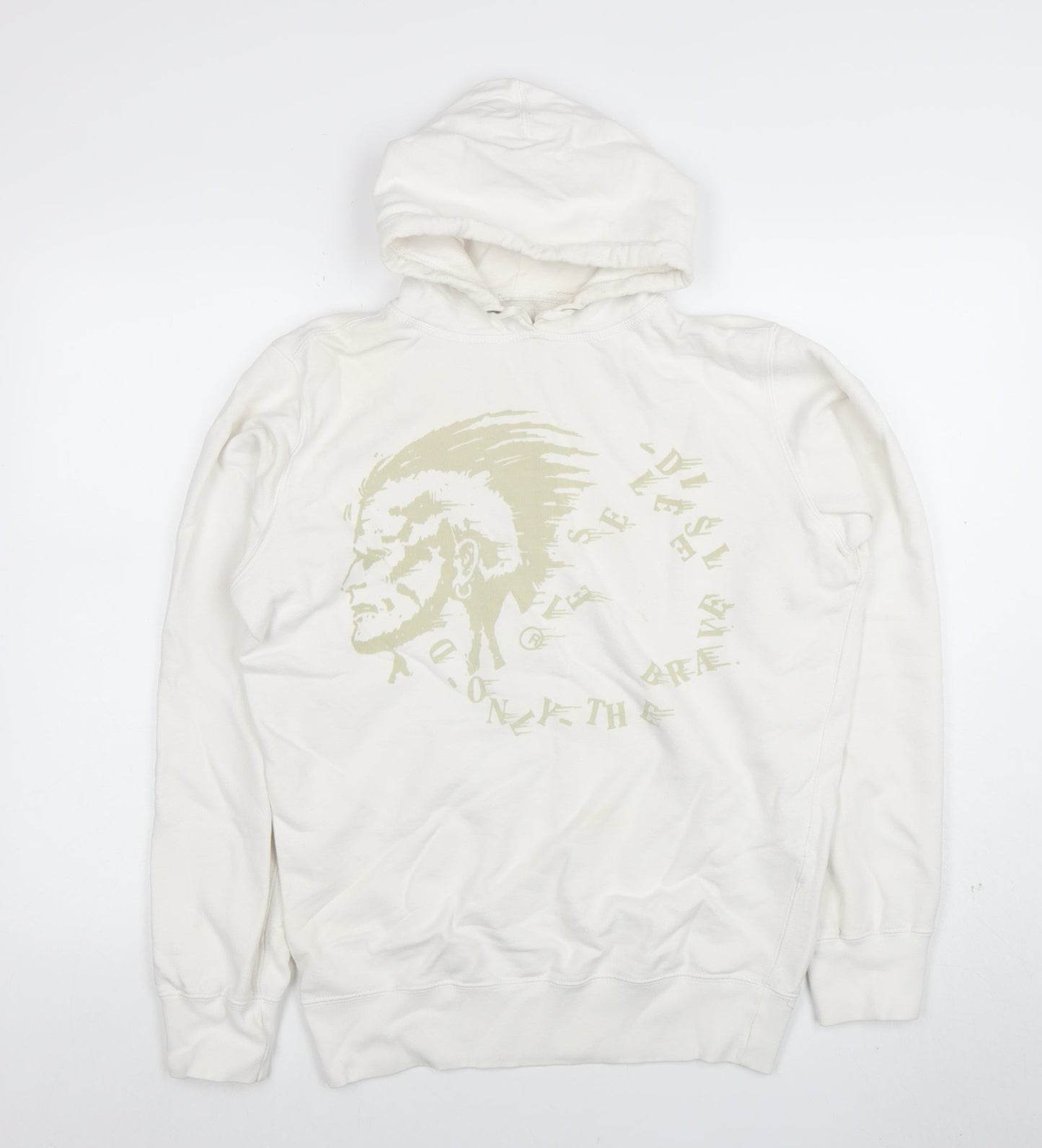 Womens UK Size L Diesel Ivory Pullover Hoodie