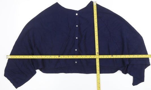 Womens UK Size M Marble Blue Cropped Blouse