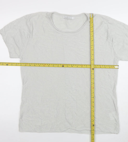 Emreco Women's Grey Linen Blend Short Sleeve Basic T-Shirt Size 18