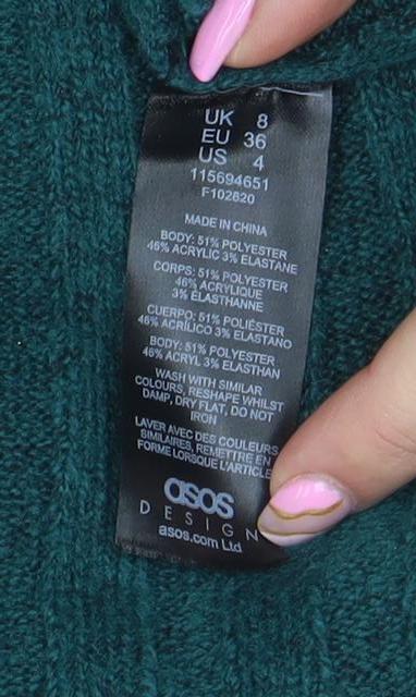 Womens UK Size 8 ASOS Green Pullover Jumper