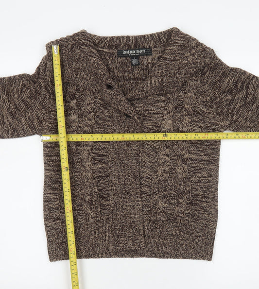 Stephanie Rogers Women’s Brown Cable-Knit Acrylic Pullover Jumper S