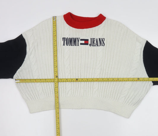 Womens UK Size XL Tommy Jeans White Pullover Jumper