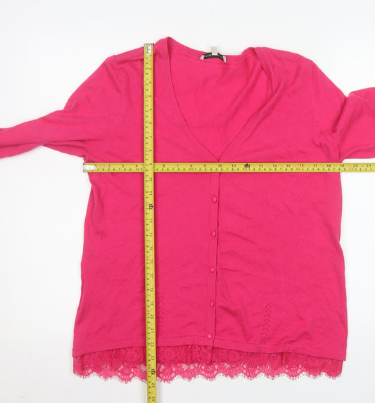 Womens UK Size 16 Laura Ashley Pink Cardigan Jumper