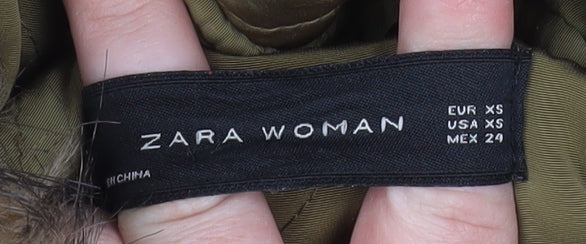 Womens UK Size XS Zara Brown Parka Coat