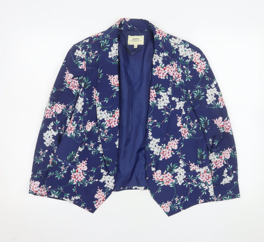 Papaya Women Navy Floral Blazer Jacket Size 14 Polyester Lined