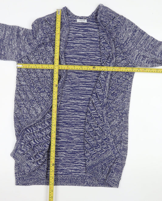 Bella di Notte Women Blue Cardigan Size 12 Open Knit Cotton Blend