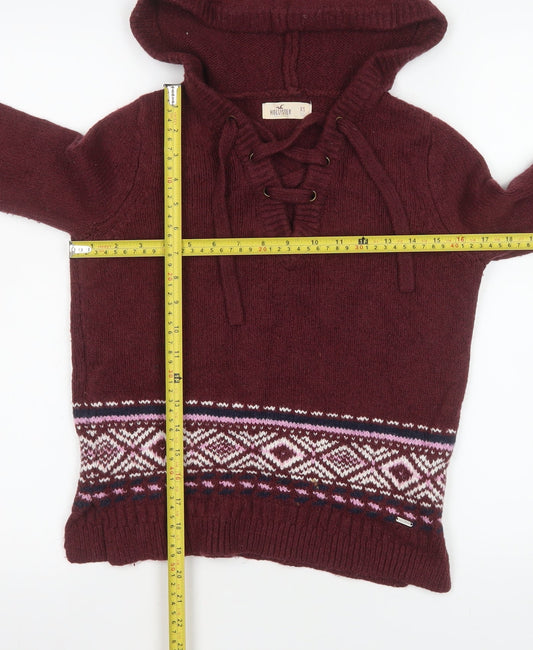 Womens UK Size XS Hollister Red Pullover Hoodie