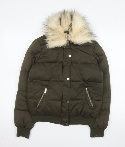 Womens UK Size 10 River Island Green Puffer Jacket