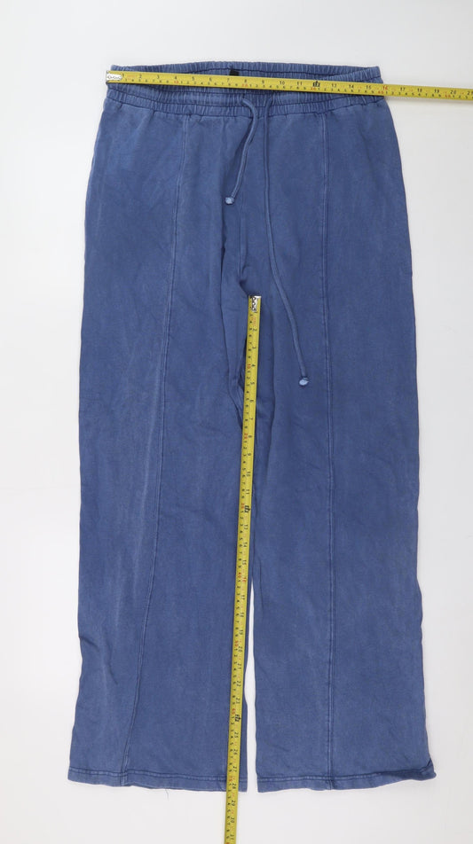 Mens UK Size L Rising Relaxed Fit Sweatpants Blue Trousers