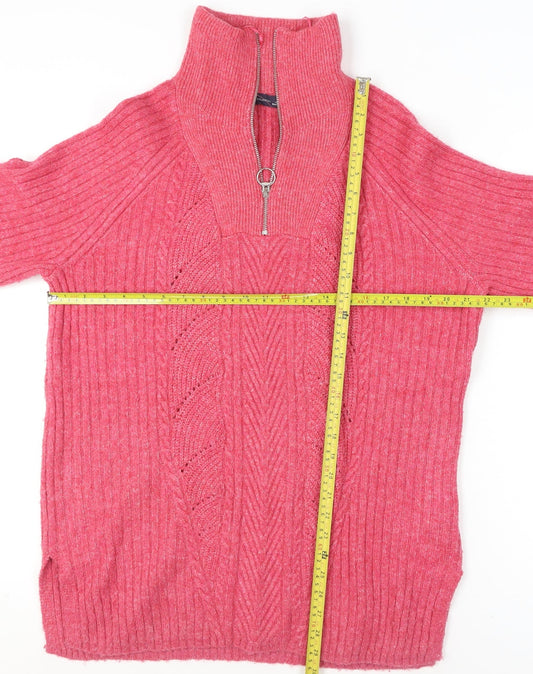 Womens UK Size M Marks and Spencer Pink 1/2 Zip Jumper