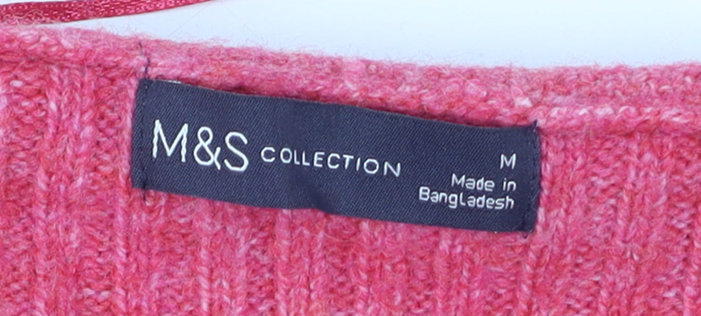 Womens UK Size M Marks and Spencer Pink 1/2 Zip Jumper