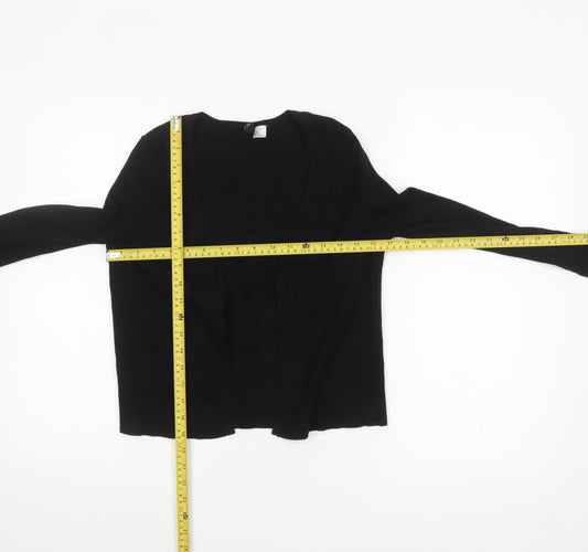 H&M Divided Women's Black L V-Neck Tie Front Knit Cardigan