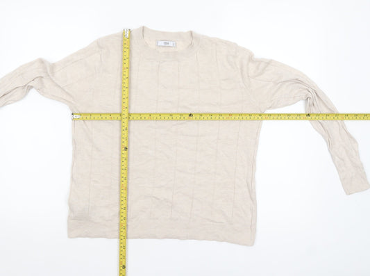 Mango Womens Beige Crew Neck Long Sleeve Cable-Knit Jumper Size 12