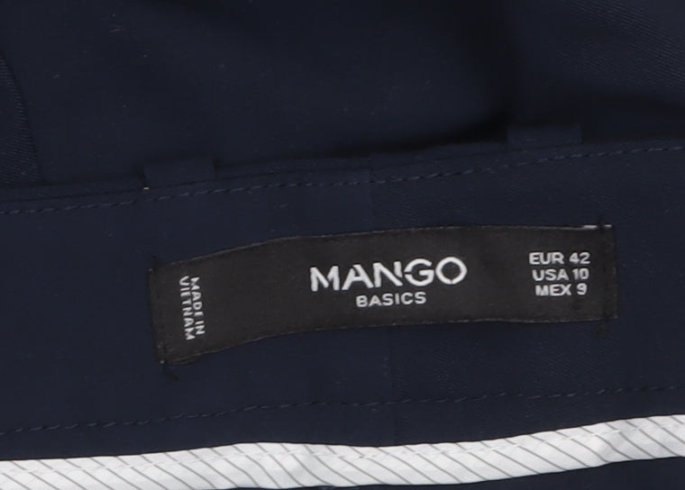 Womens UK Size 14 Mango Slim Fit Cropped Blue Trousers