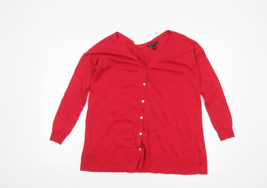 Womens UK Size S Mango Red Cardigan Jumper