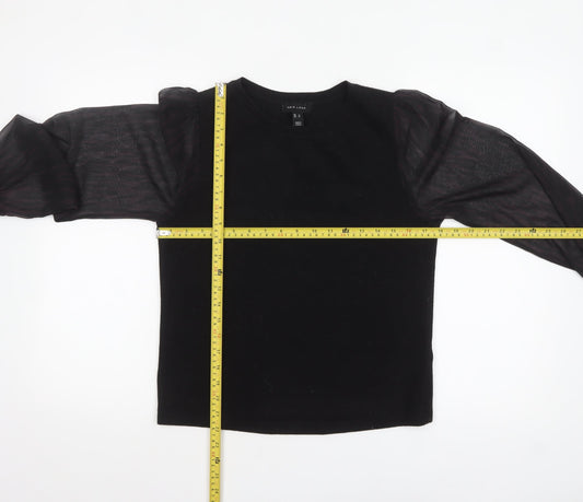 New Look Women’s Black Size 12 Sheer Puff Sleeve Blouse