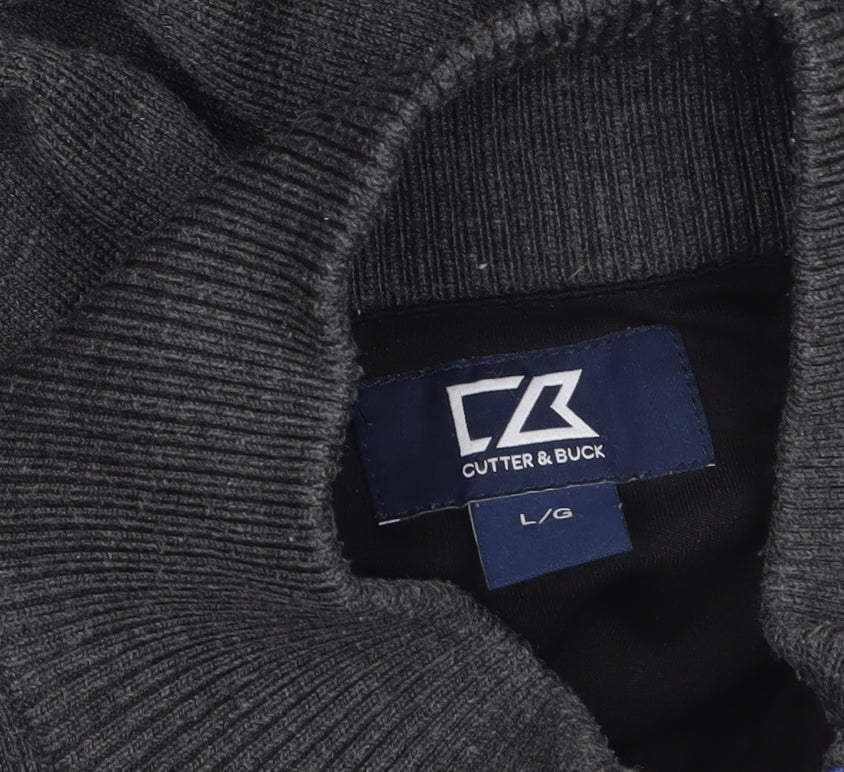 Mens UK Size L Cutter & Buck Grey 1/2 Zip Jumper