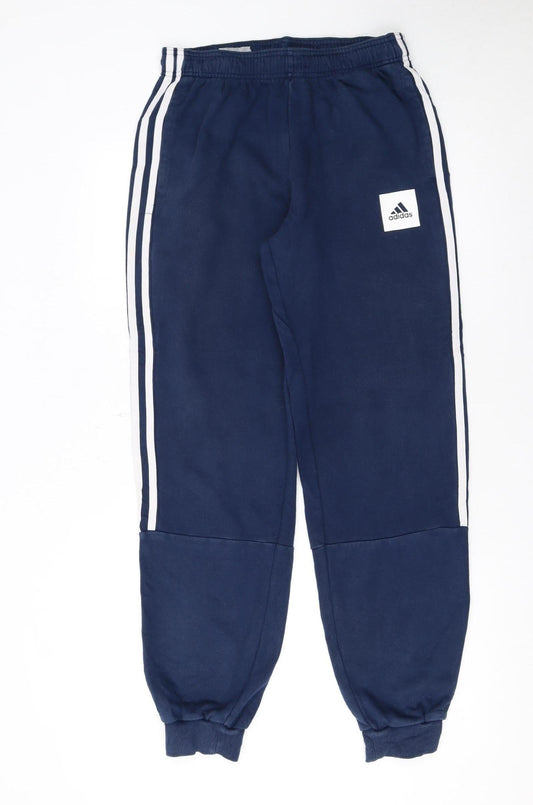 Additional front view of Adidas Teens Blue XL Jogger Sweatpants with Stripes