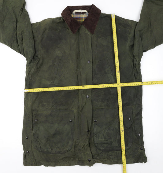 Marks and Spencer Men's Green Waxed Overcoat Jacket Size 36 Regular