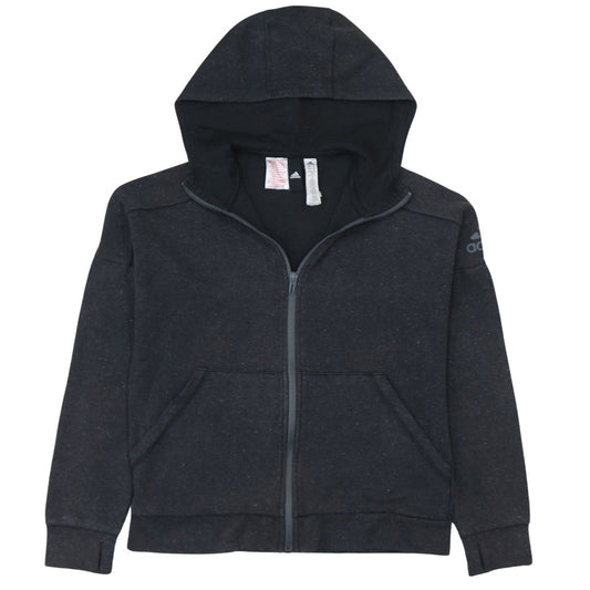 Additional front view of Adidas boys’ black full zip hoodie 13-14 years regular fit fleece