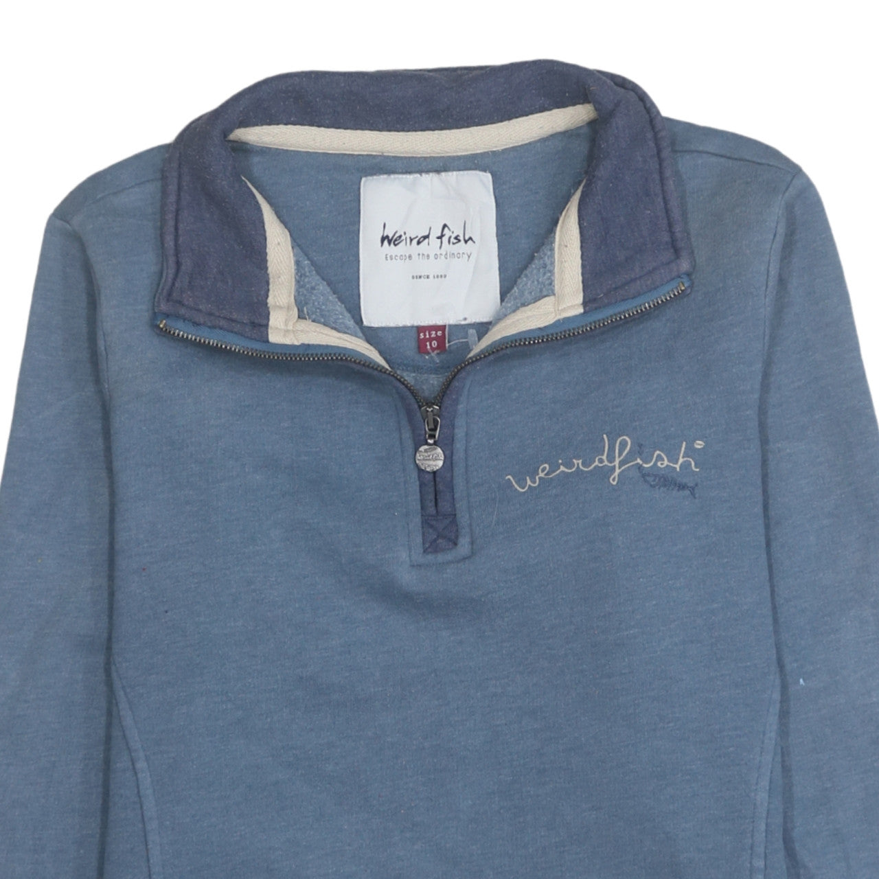 Womens UK Size 10 Weird Fish Blue Pullover Sweatshirt