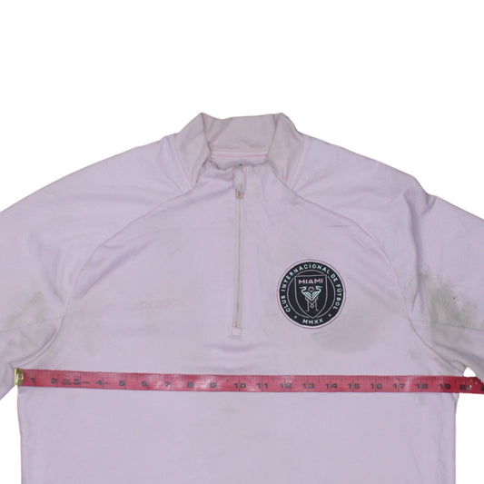 Adidas Men's Pink Inter Miami 1/4 Zip Training Top M Long Sleeve