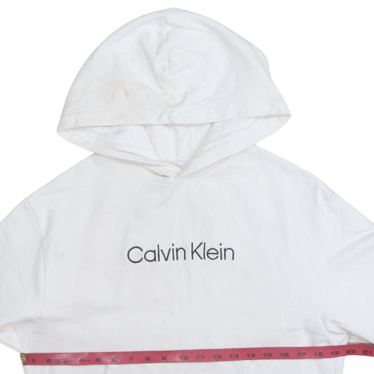 Mens UK Size M Calvin Klein White Pullover Hoodie