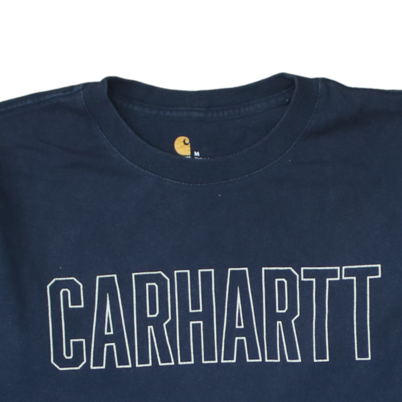 Carhartt Men's Navy Blue Relaxed Fit Long Sleeve Cotton T-Shirt Size M