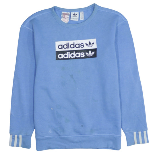 Additional front view of Adidas boys’ blue crew neck pullover sweatshirt, size 11-12, years