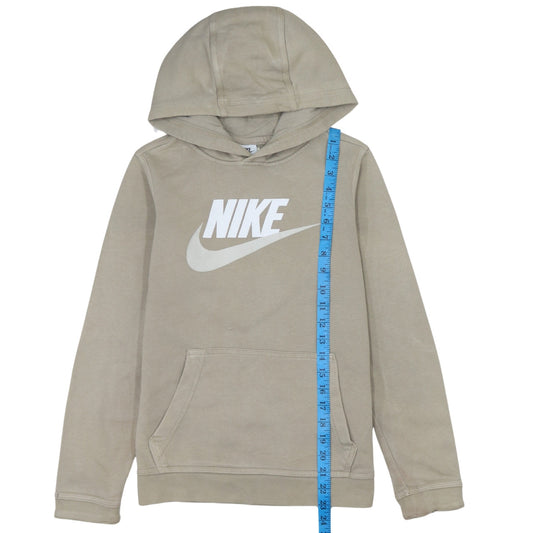 Nike Boys Beige Pullover Hoodie L 147-158cm Long Sleeve Graphic Logo