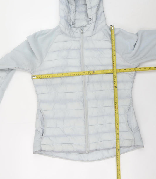 GapFit Womens Grey Hooded Puffer Jacket Size L Lightweight
