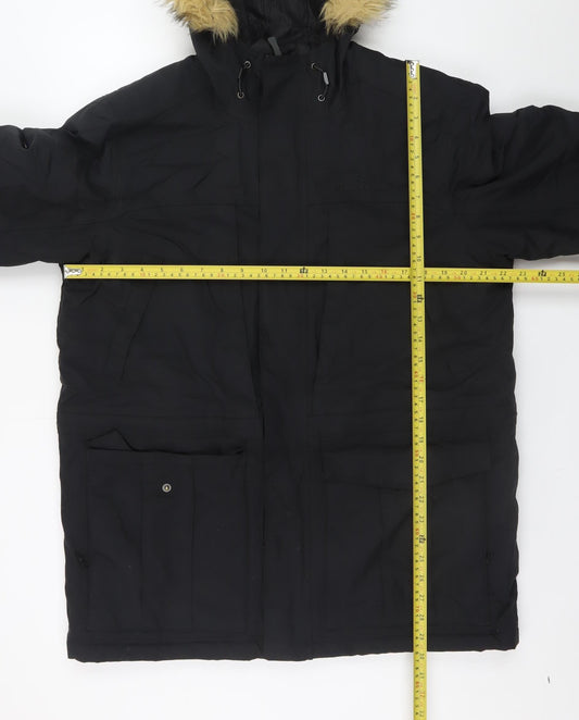 Peter Storm Men's Black S Winter Parka Hooded Faux Fur Trim Jacket