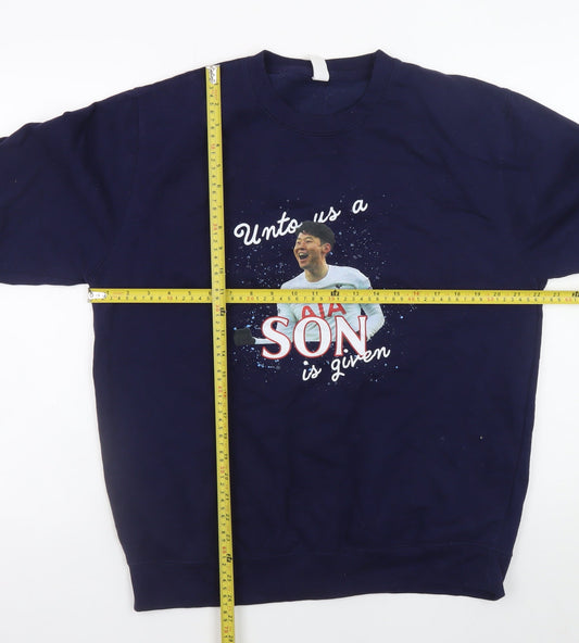 Mens UK Size L JustHoods Blue Pullover Sweatshirt