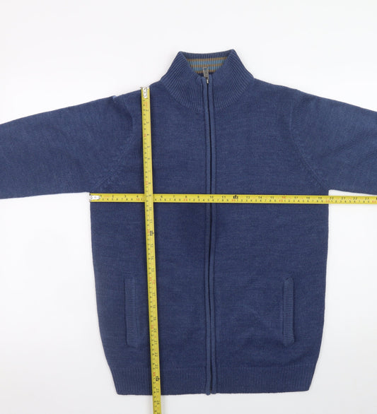 James Pringle Men's Blue Full Zip Knit Jumper Size S