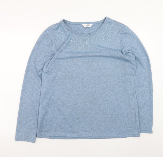 Womens UK Size 14 Classic Blue Basic T-Shirt