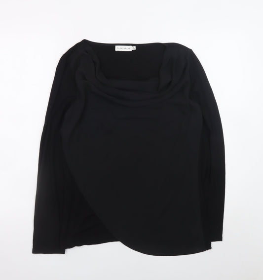 Womens UK Size 12 Paraphrase Black Wrap Blouse