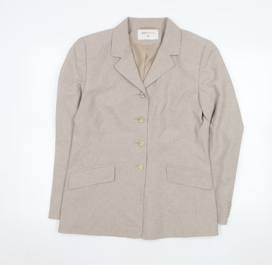 Womens UK Size 14 Bonmarché Regular Beige Suit Jacket