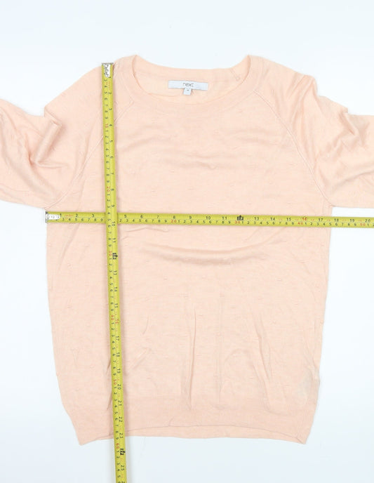Next Women Pink Knit Crew Neck 3/4 Sleeve Blouse Size 14