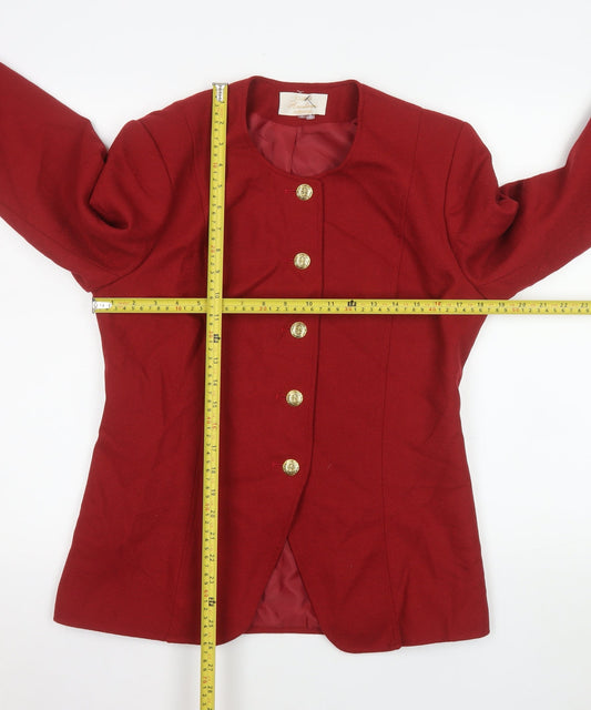 Eastex Women Red Wool Blazer Size 12 Classic Tailored Jacket