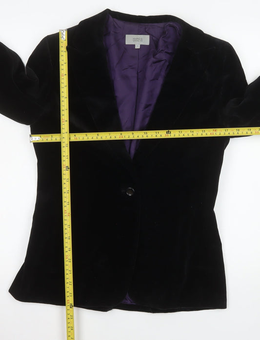 Marks and Spencer Women's Black Velvet Blazer UK 10 Classic Fit